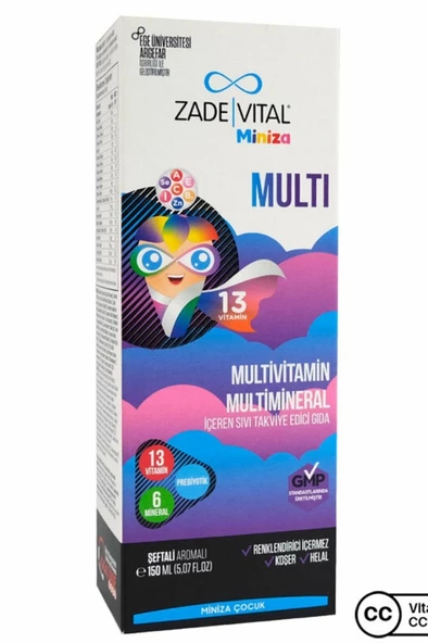 Zade Vital Miniza Multivitamin Ve Multimineral 150 ml Şeftali ürün görseli 1