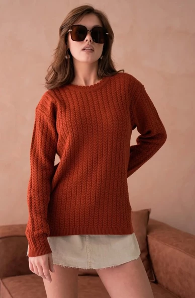 Kadın Saç Örmeli Anne Triko Kışlık Yün kazak - Resim 5