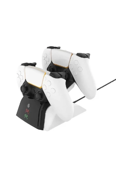 PS5 Dualsense /PS5 Slim/PS5 PRO Gamepad Hızlı Şarj İstasyonu Çift Kol Şarj Ünitesi AC Adaptörlü ürün görseli 1