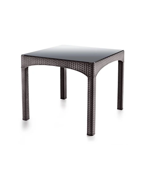 Omnipazar SY-2576 Kahverengi Rattan Kapalı Temperli Camlı Masa Kare 71008 ürün görseli 1