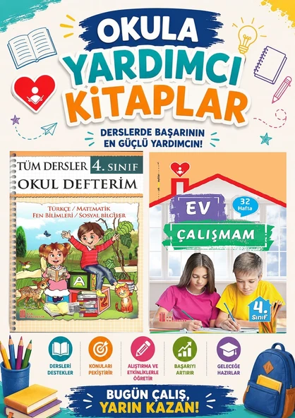 4.Sınıf Tüm Dersler Okul Defterim+Ev Çalışmam ürün görseli 1