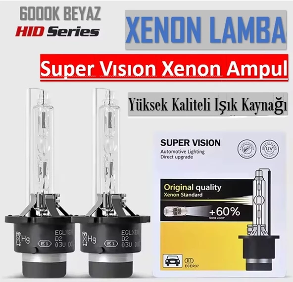 2 Adet D2s Hıd Xenon Far Ampulü 12v/35w 6000k Beyaz ürün görseli 1