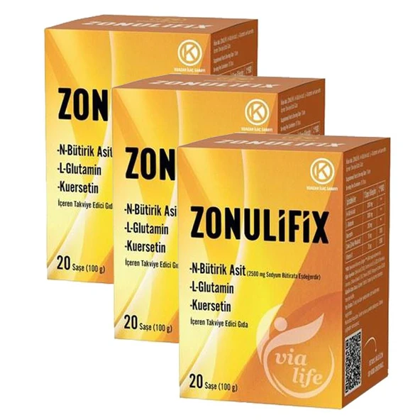 Zonulifix N-Bütirik Asit, L-Glutamin, Kuersetin 20 Şase - 3'lü ürün görseli 1