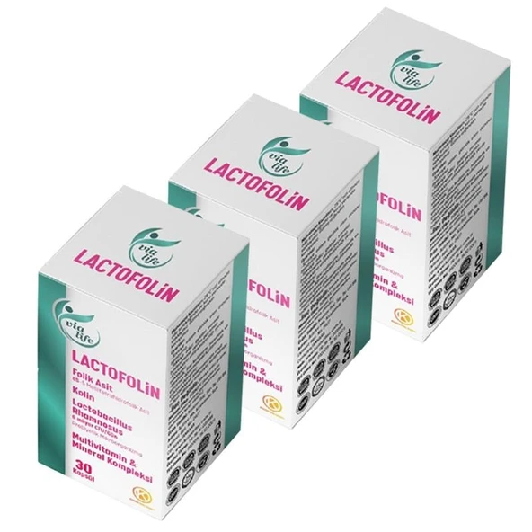 Lactofolin Folik Asit, Kolin, Probiyotik, Multivitamin 30 Kapsül - 3'lü ürün görseli 1