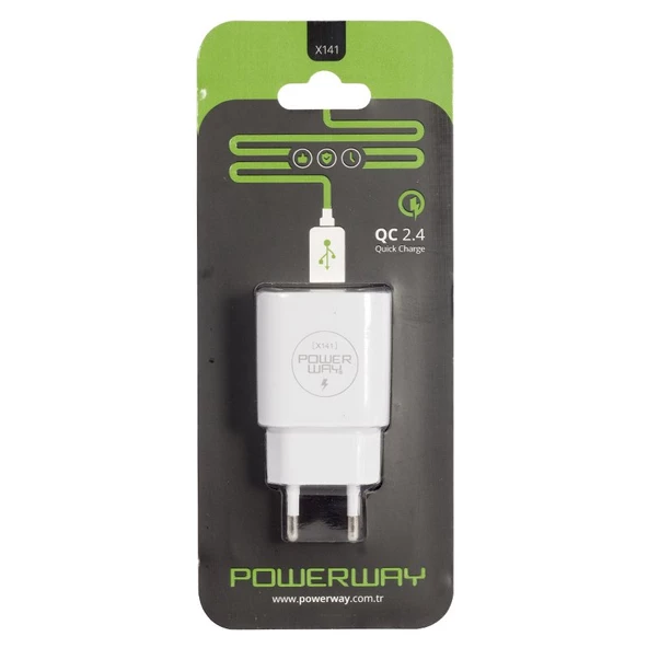 POWERWAY 5V 2.4A X141 5 VOLT HIZLI ŞARJ BAŞLIK ADAPTÖRÜ (5.0V/2400ma) ürün görseli 1