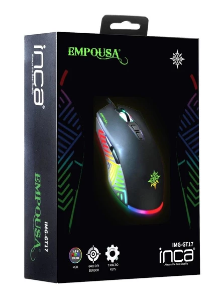 inca Empousa IMG-GT17 Rgb 6400 Dpı Örgü Kablolu Gaming Mouse ürün görseli 1