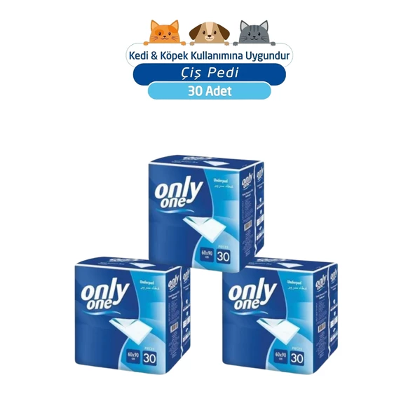 ONLYONE KEDİ-KÖPEK ÇİŞ PEDİ 60X90 cm 30'LU 3 PAKET ürün görseli 1