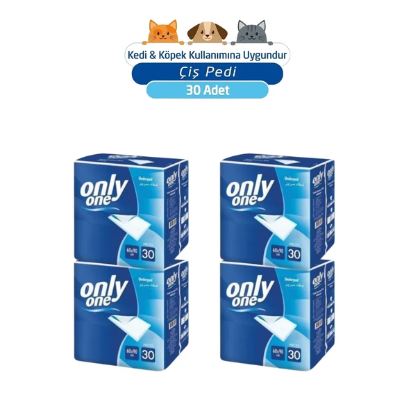 ONLYONE KEDİ-KÖPEK ÇİŞ PEDİ 60X90 cm 30'LU 4 PAKET ürün görseli 1