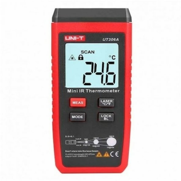 Unı-t  UT-306A Mini İnfrared lazerli Termoemetre -35/+300° Derece ürün görseli 1