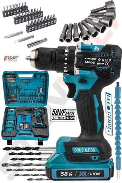 Şarjlı Matkap Metal Şanzıman Bakır Sargılı Çift Akülü MULTİ FULL SETLİ ürün görseli 1