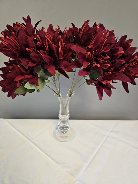 YASİMA 5 DALLI  BORDO ÇAN ÇİÇEĞİ 34 CM EL BUKETI VAZO ARANJMAN DEKOR ÇİÇEĞİ ürün görseli 1