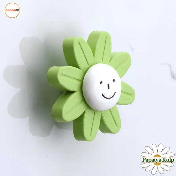 Plastik Papatya Kulp Yeşil Renk Mobilya Çoçuk Odası Kız Erkek Dolap Kapak Kulpu Çekmece Kulbu 1 ADET ürün görseli 1