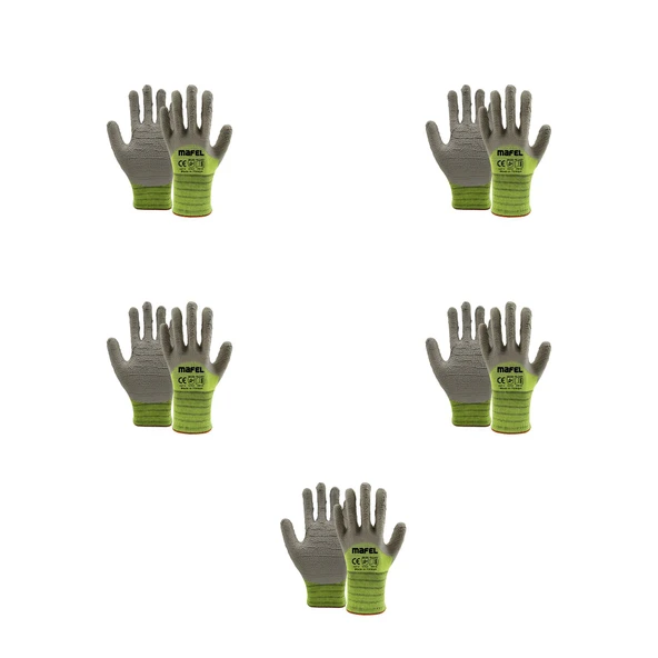 Mafel MF-82/83 Pütürlü Neon Yeşil Lateks İş Güvenlik Eldiven - 10/XL - 5 Çift - Paket ürün görseli 1