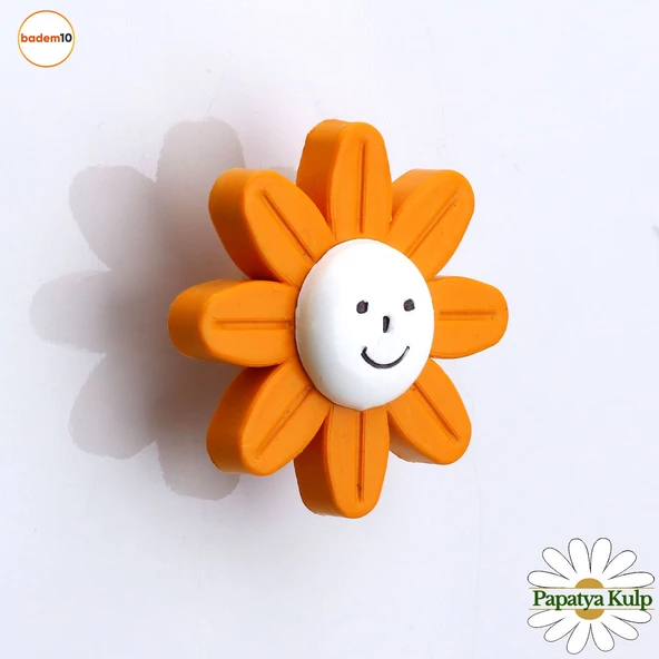 Plastik Papatya Kulp Turuncu Mobilya Çoçuk Odası Kız Erkek Dolap Kapak Kulpu Çekmece Kulbu 1 ADET ürün görseli 1