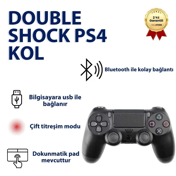 Gamepad Ps4 Siyah Doubleshock Wireless Joystick Kablosuz Ps4 Oyun Kolu ürün görseli 1