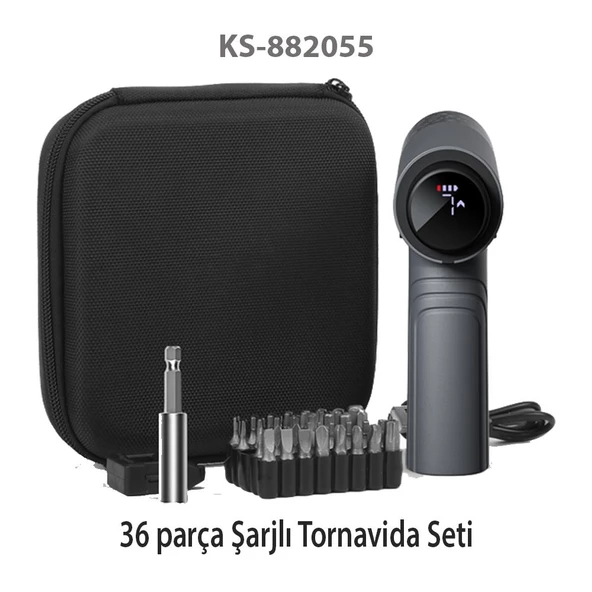 Kingsdun Sarjli Tornavida Seti 36 Parçali Manyetik Uç 5V 2500mAH ürün görseli 1