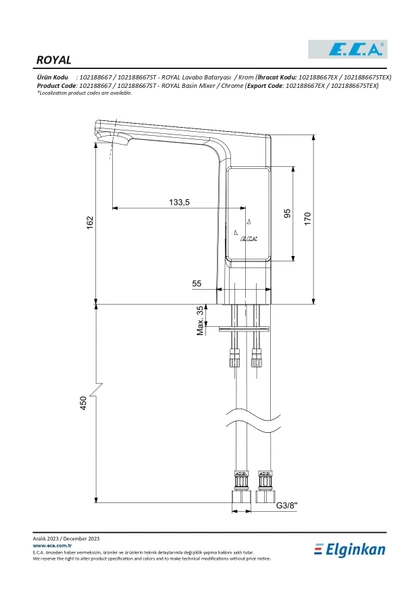Eca Royal Lavabo Bataryası 102188667 - Resim 2