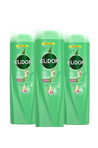 Elidor Superblend Şampuanı Sağlıklı Uzayan Saçlar Biotin Argan Yağı Arjinin 500 ml X3 ürün görseli 1