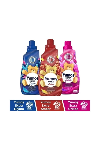 Unilever Yumoş Extra Konsantre Çamaşır Yumuşatıcısı Amber 1440 Ml + Lilyum 1440 Ml+ Orkide 1440 Ml ürün görseli 1