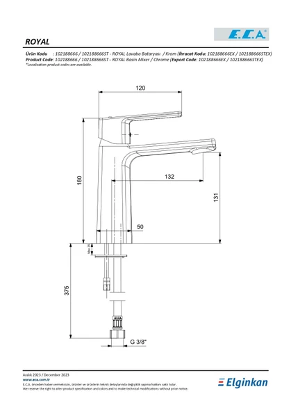 Eca Royal Lavabo Bataryası 102188666 - Resim 2