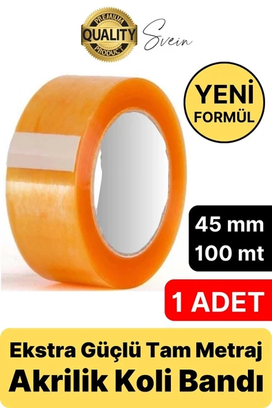 Ekstra Güçlü Yeni Formül 1 Adet 45 mm x 100 mt Koli Bandı Şeffaf Dayanıklı Bant Taşınma Ambalaj ürün görseli 1