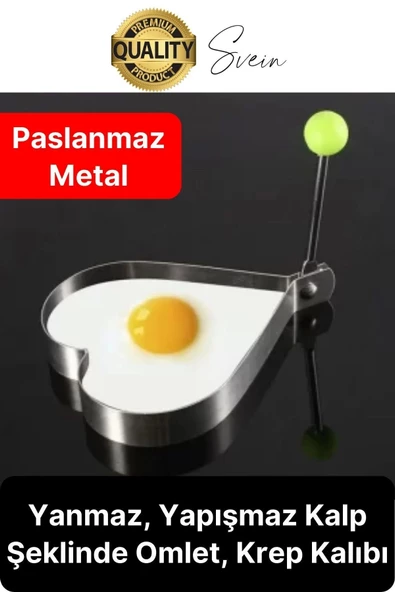 Paslanmaz Metal Kalp Şeklinde Omlet Krep Kalıbı Özel Model Uzun Ömürlü Yanmaz Yapışmaz Portatif ürün görseli 1