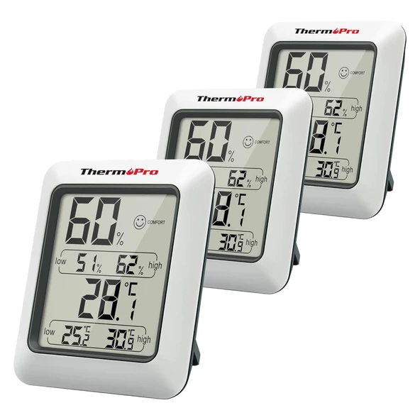 ThermoPro TP50 Termometre İç Mekan Dijital Sıcaklık ve Nem Ölçer - 3 Adet ürün görseli 1