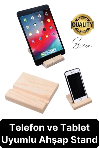 Doğal Masaüstü Ahşap Cep Telefonu ve Tablet Standı Natural Görünüm Şık İphone Android İos Uyumlu ürün görseli 1