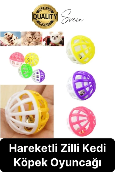 Hareketli 3.5 cm Çıngıraklı Kedi Köpek Evcil Hayvan Oyun Topu Plastik Zil Oyuncağı Eğitici ürün görseli 1