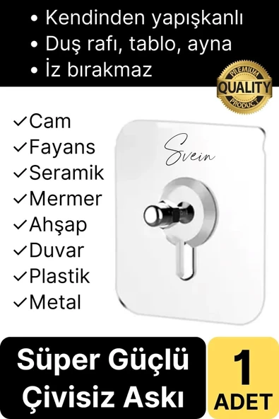 1 Adet Süper Güçlü Kendinden Yapışkanlı Tutunabilen Çok Amaçlı Çerçeve Tablo Banyo Duş Mutfak Askı ürün görseli 1