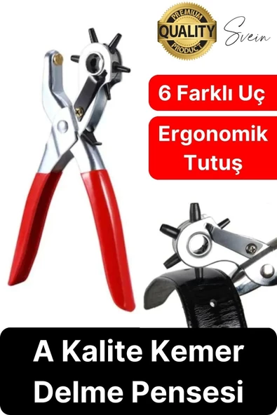 6 Uçlu Kemer ve Deri Delme Delici Aleti Ergonomik Saplı Metal Çelik Delgeç Hızlı Pratik Kolay Zımba ürün görseli 1