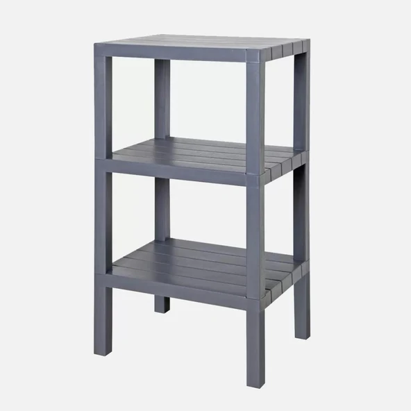 Demonte Plastik Raf 3 Katlı 38x29x74 cm Gri ürün görseli 1