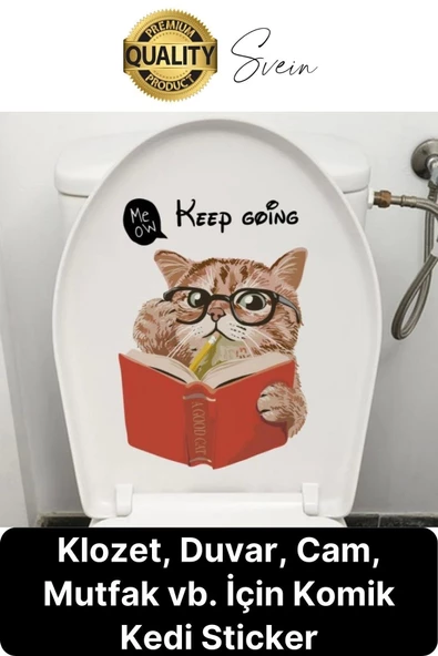 Özel Tasarım WC Klozet İçin Komik Kedi Sticker Tuvalet Banyo Cam Duvar Yapıştırma Etiket Dekoratif ürün görseli 1