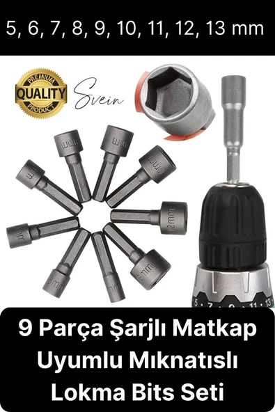 Premium 9 Parça Dayanıklı Somun Sökücü Sıkma Bits Lokma Seti Adaptör Matkap Ucu Altıgen Vidalama ürün görseli 1