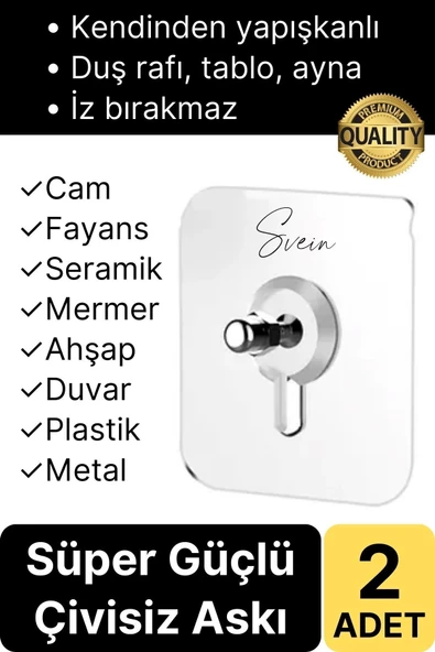 2 Adet Süper Güçlü Kendinden Yapışkanlı Tutunabilen Çok Amaçlı Çerçeve Tablo Banyo Duş Mutfak Askı ürün görseli 1