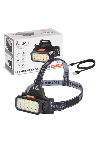 Watton 15 Ledli Sarı / Beyaz Şarjlı Kafa Lambası Wt-652 ürün görseli 1