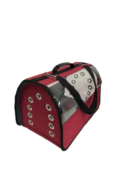 Bacco Pet Pretty Flybag Şeffaf Kedi Ve Köpek Taşıma Çantası 30x30x49 cm Kırmızı ürün görseli 1