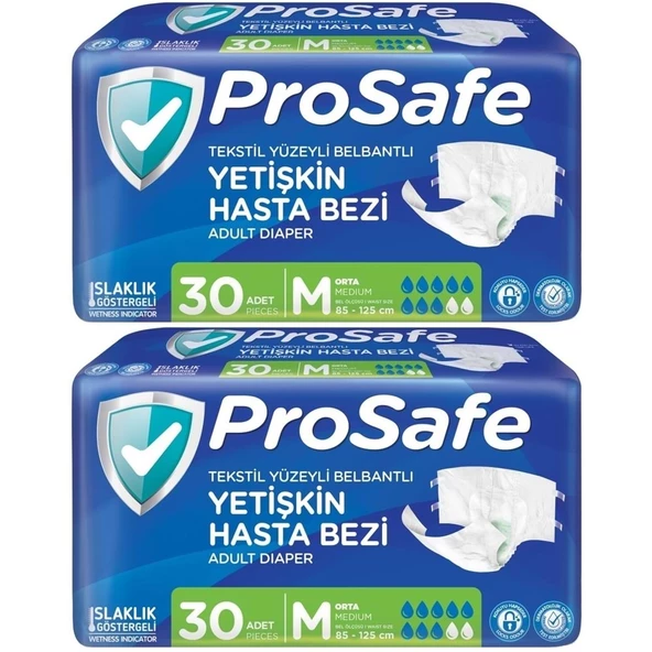 Prosafe Belbantlı Orta Boy M 30'lu 2 Adet Hasta Bezi ürün görseli 1