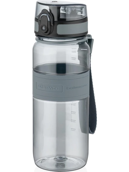 Uzspace 650 ML Kaydırmaz Gövde Taşıma Askılı Tritan Su Matarası Gri ürün görseli 1