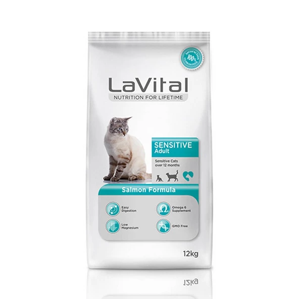 LaVital Sensitive Hassas Sindirim Sistemine Sahip Kediler İçin Somonlu Yetişkin Kedi Maması 12 kg ürün görseli 1