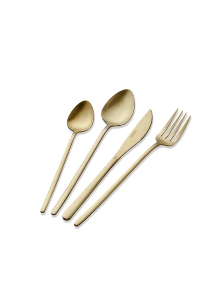 The Mia Giallo Çatal Kaşık Bıçak Takımı Mat Gold 24 Parça ürün görseli 1
