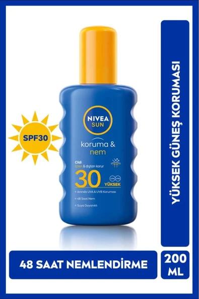 Nivea Sun SPF30 Koruma & Ferahlık Güneş Kremi 200 ml Sprey,Yüksek Güneş Koruması ürün görseli 1