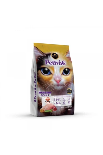 Petiva Tavuklu Yetişkin Kedi Maması 1,5 Kg ürün görseli 1