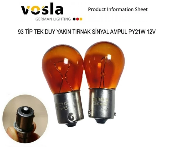 2 Adet Tek Duy Yakın Tırnak Sinyal Ampülü Py21w 12v Turuncu ürün görseli 1