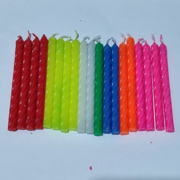 GELİN MUMU, 20 ADETLİ, 8,5 CM UZUNLUK VE 6MM ÇAPINDA, DOĞUM GÜNÜ MUMU VE PASTA MUMU RENKLİ PARTİ LER ürün görseli 1