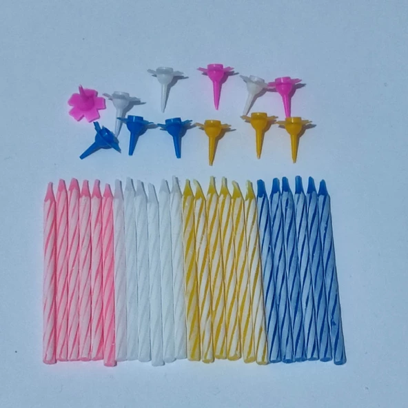 İNCE DOĞUM GÜNÜ MUMU , 24 ADETLİ MİNİ BOY , 6CM UZUNLUK VE 4MM ÇAPINDA DOĞUM GÜNÜ VE PASTA MUMLARI ürün görseli 1