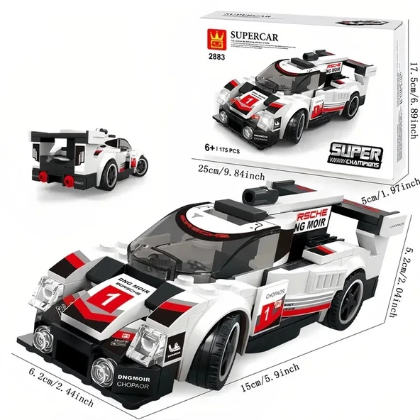 Wange Süper Car Beyaz Spor Yarış Arabası 175 Parça Lego ürün görseli 1