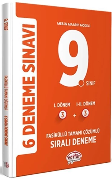 9. Sınıf 6 Deneme Sınavı Tamamı Çözümlü Editör Yayınları ürün görseli 1