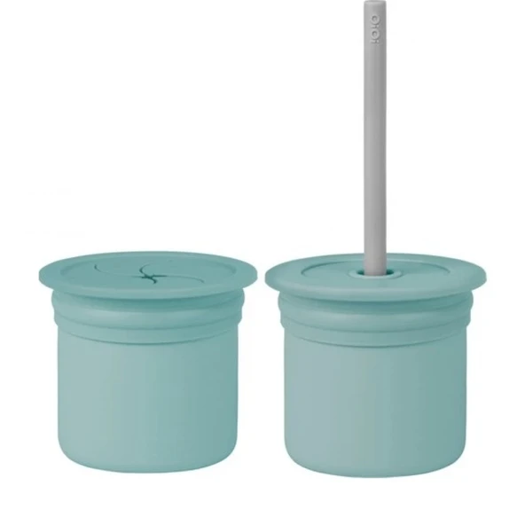 Oioi Ham+hüp Pipetli Silikon Bardak Seti Aqua Green / Powder Grey ürün görseli 1
