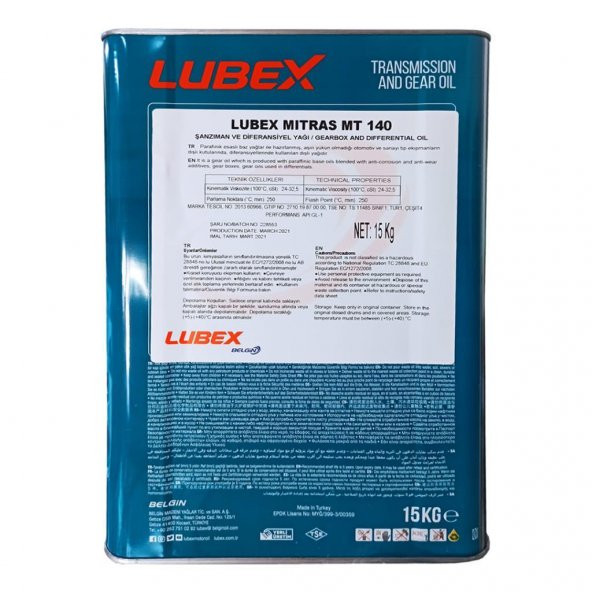 Lubex Mitras MT 140 15 KG Manuel Şanzıman Yağı ürün görseli 1